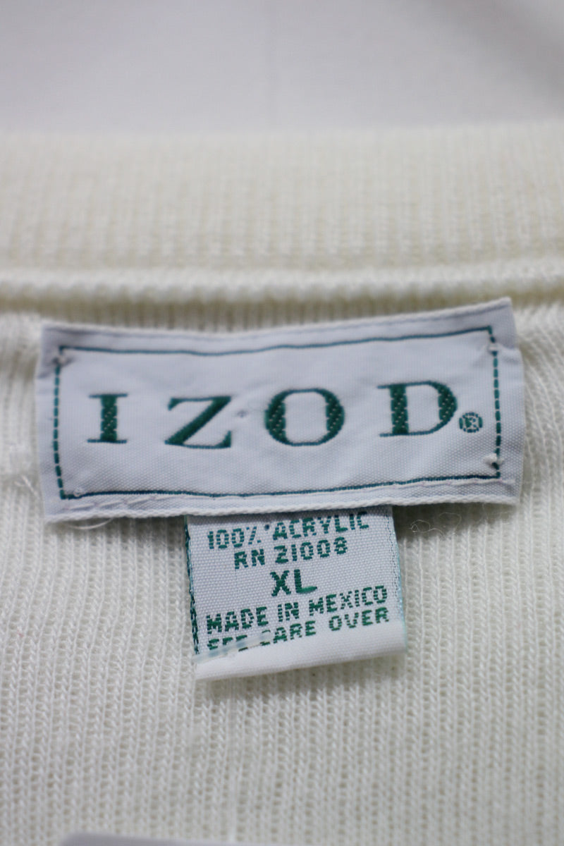 MADE IN MEXICO 90'S V-NECK ACRYLIC KNIT SWEATER / IVORY [SIZE: XL USED]