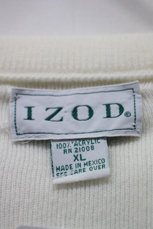 MADE IN MEXICO 90'S V-NECK ACRYLIC KNIT SWEATER / IVORY [SIZE: XL USED]