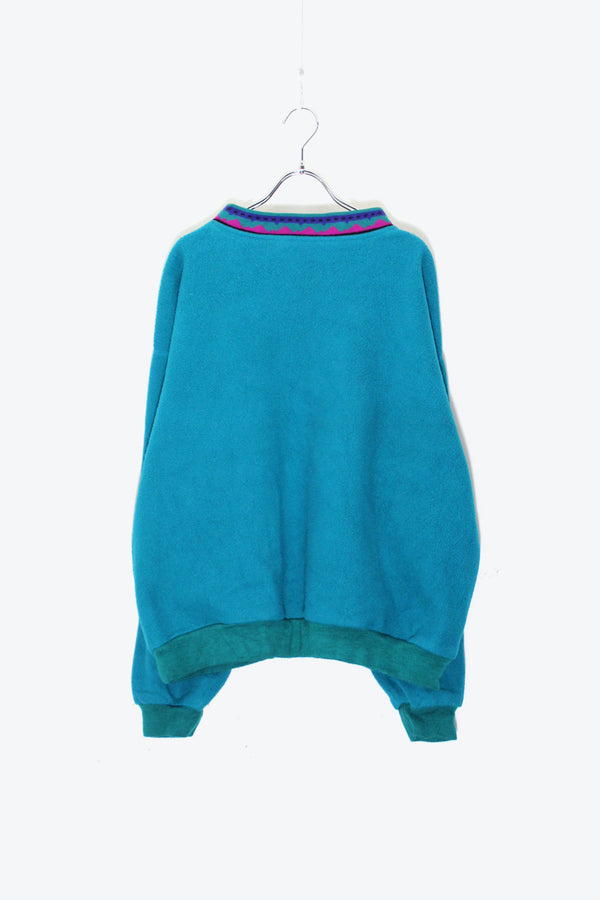 MADE IN USA 90'S MOCK NECK FLEECE SWEATSHIRT / EMERALD GREEN [ SIZE: XL USED ]