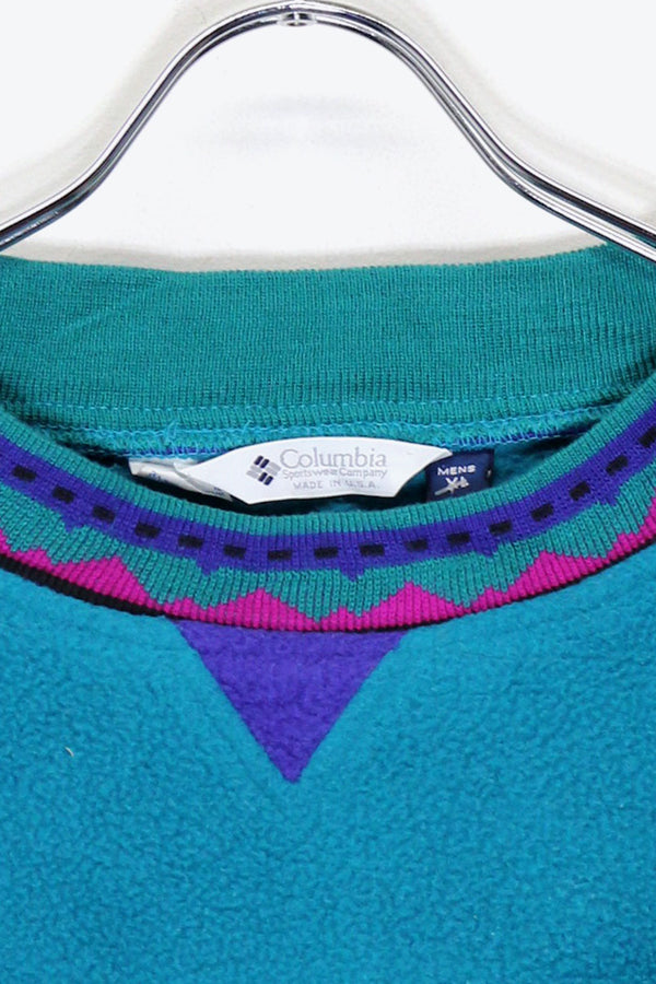MADE IN USA 90'S MOCK NECK FLEECE SWEATSHIRT / EMERALD GREEN [ SIZE: XL USED ]