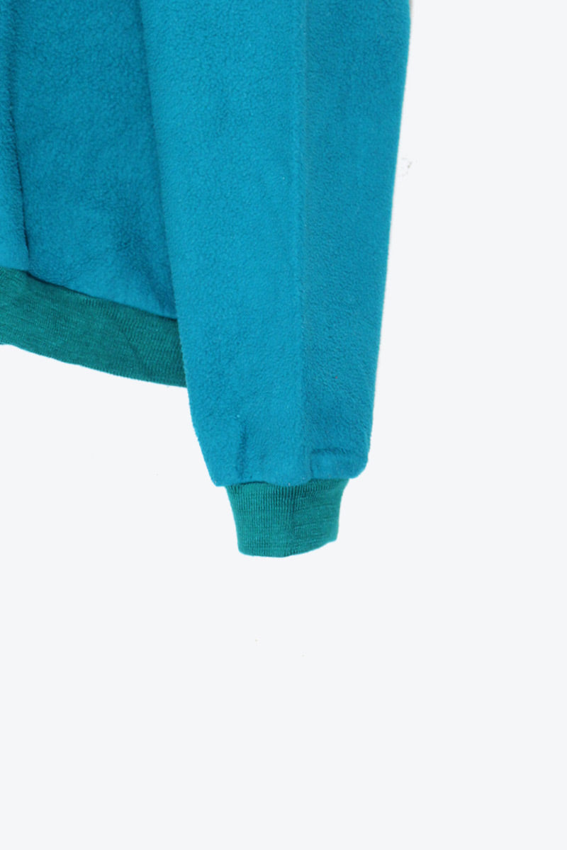MADE IN USA 90'S MOCK NECK FLEECE SWEATSHIRT / EMERALD GREEN [ SIZE: XL USED ]