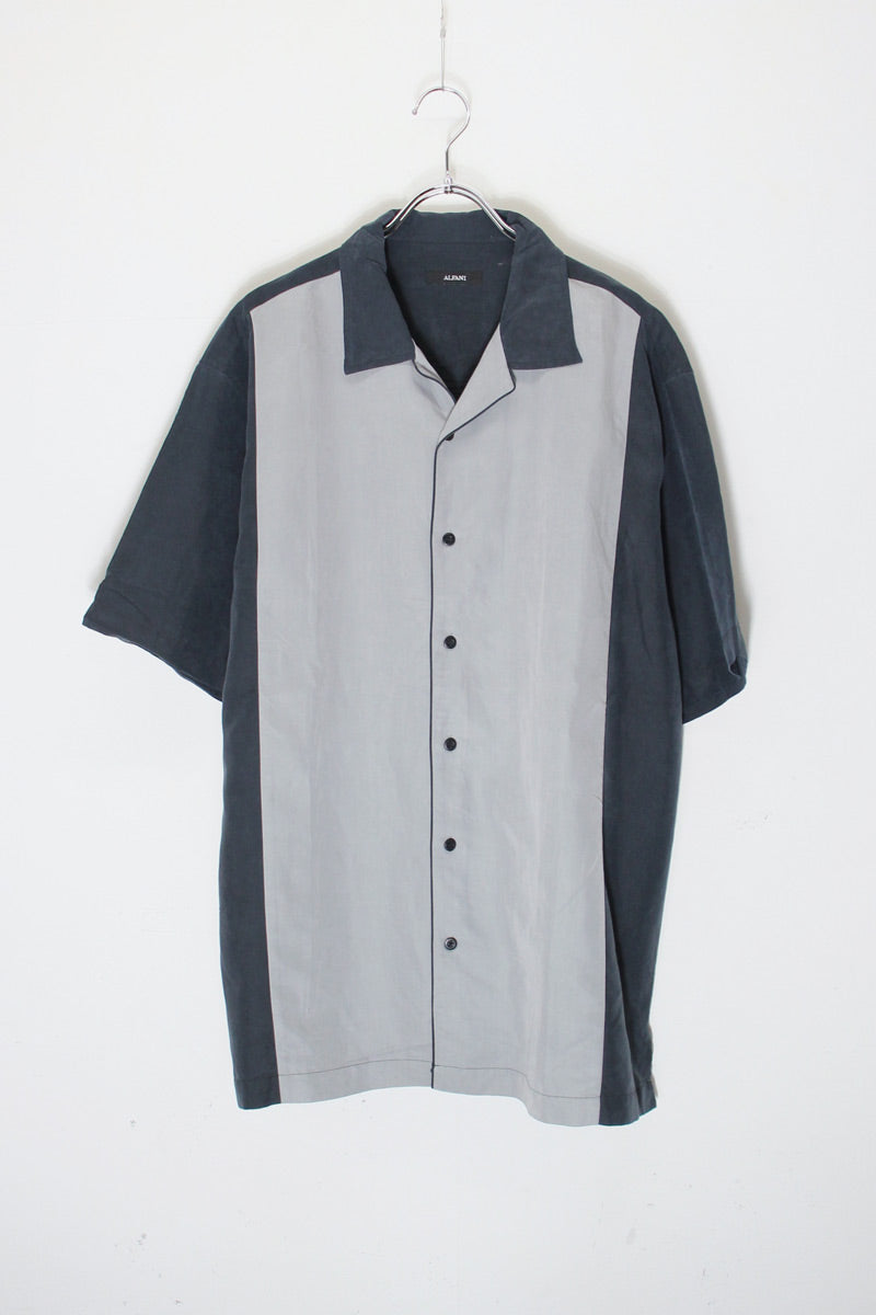 90'S S/S LINE CUBA SHIRT / BLACK/GREY [SIZE: L USED]