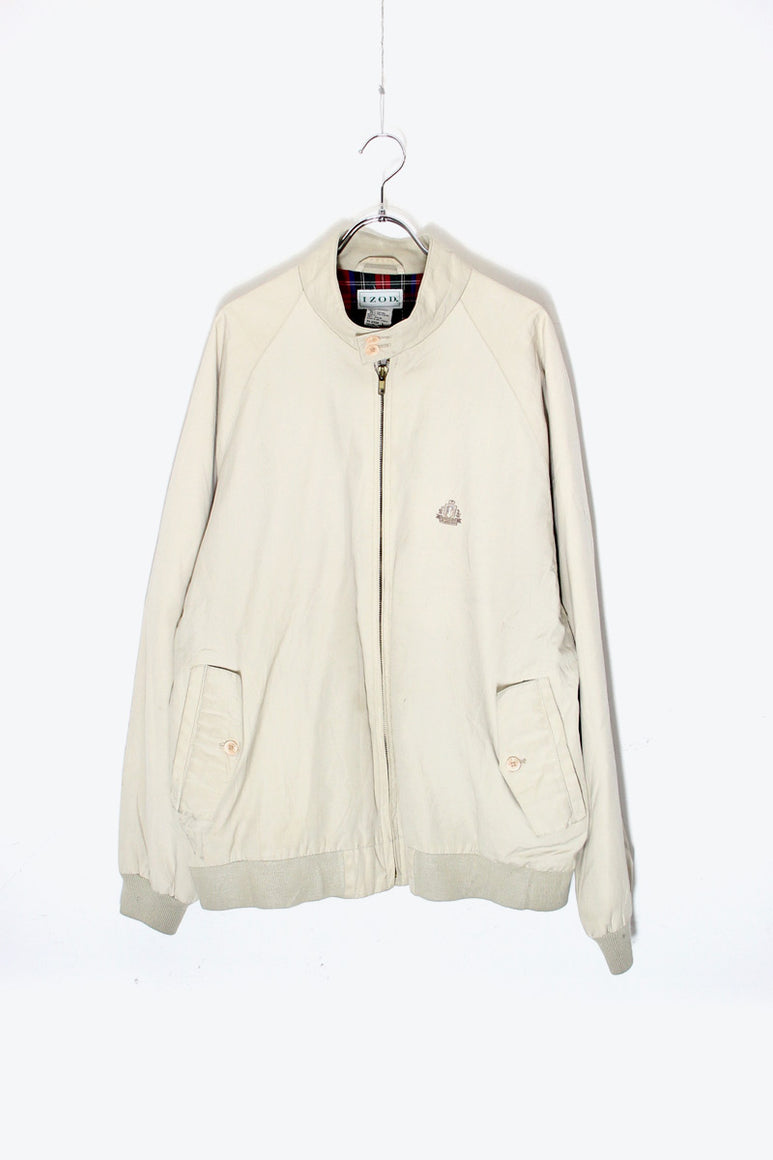 90'S COTTON ZIP RAGLAN JACKET / LIGHT BEIGE［ SIZE: L USED ]