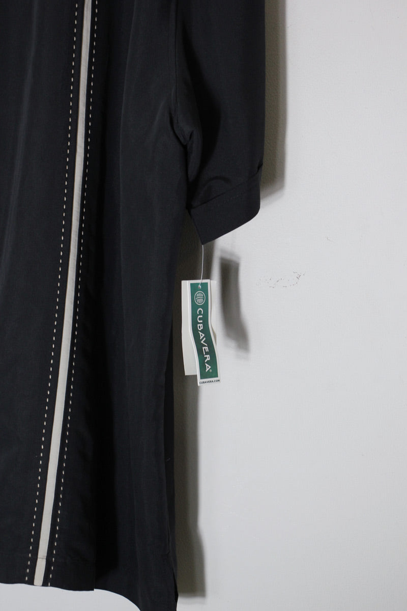 90'S S/S LINE CUBA SHIRT / BLACK [SIZE: XXL DEADSTOCK/NOS]