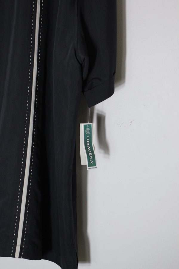 90'S S/S LINE CUBA SHIRT / BLACK [SIZE: XXL DEADSTOCK/NOS]