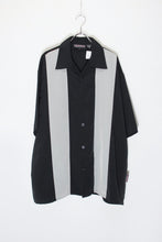 画像をギャラリービューアに読み込む, 90&#39;S S/S OPEN COLLAR LINE SHIRT / BLACK/GREY [SIZE: XL USED]
