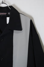 画像をギャラリービューアに読み込む, 90&#39;S S/S OPEN COLLAR LINE SHIRT / BLACK/GREY [SIZE: XL USED]
