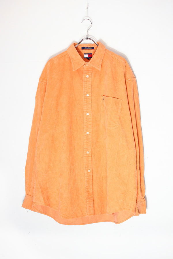90s L/S CORDUROY SHIRT / ORANGE [SIZE: XL USED]