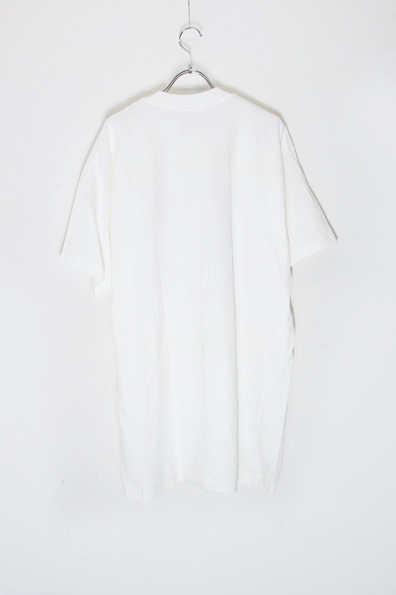 MADE IN USA 90'S S/S COMEDY TRAGEDY CAT PRINT ANIMAL T-SHIRT / WHITE [SIZE: XL DEADSTOCK/NOS]