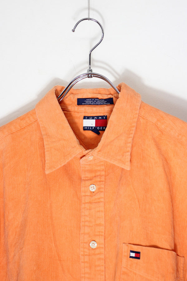 90s L/S CORDUROY SHIRT / ORANGE [SIZE: XL USED]