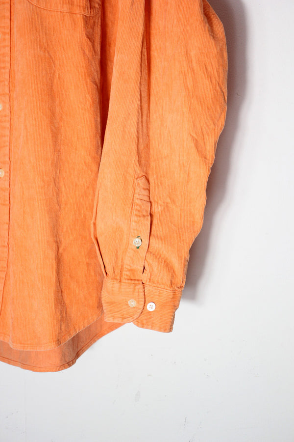 90s L/S CORDUROY SHIRT / ORANGE [SIZE: XL USED]