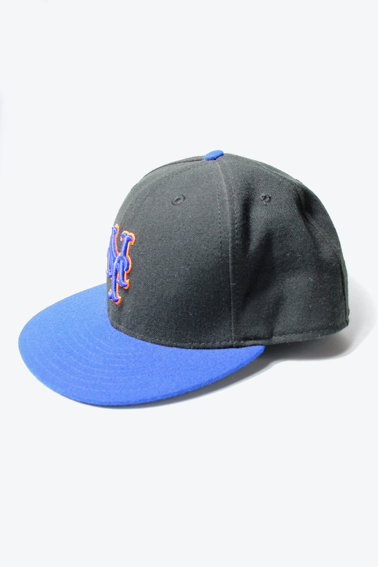MADE IN USA NEW YORK METS POLYESTER CAP / BLACK / BLUE  [SIZE: 7 1/2 USED]