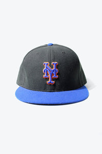 MADE IN USA NEW YORK METS POLYESTER CAP / BLACK / BLUE  [SIZE: 7 1/2 USED]