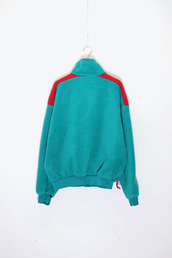 MADE IN USA 90'S ZIP FLEECE JACKET / AQUA GREEN [SIZE: L USED]