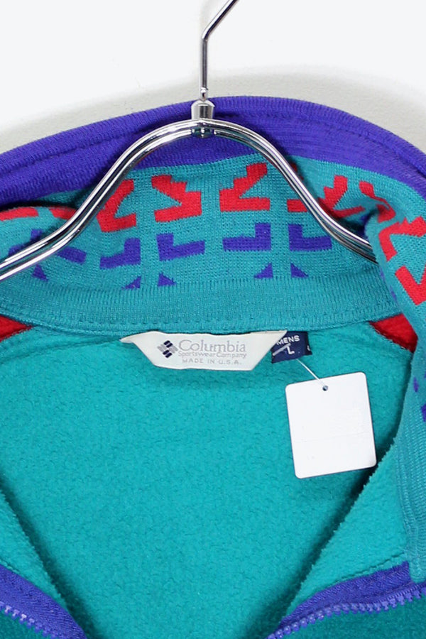 MADE IN USA 90'S ZIP FLEECE JACKET / AQUA GREEN [SIZE: L USED]