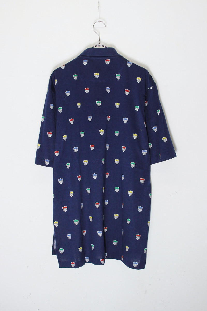 S/S LOGO PRINT POLO SHIRT / NAVY [SIZE: M USED]