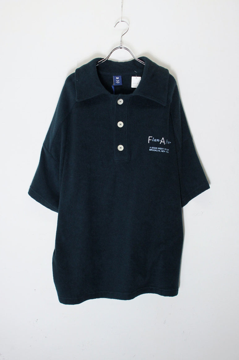 S/S TERRY CLOTH POLO SHIRT / BLACK [SIZE: M DEADSTOCK/NOS]