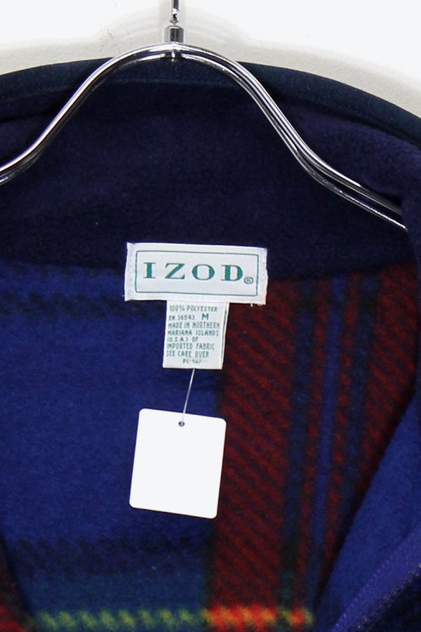 HALF ZIP CHECK FLEECE JACKET / BLUE / GREEN / YELLOW [SIZE: M USED]