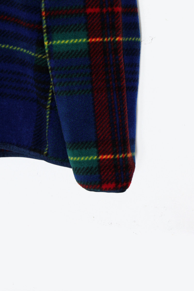 HALF ZIP CHECK FLEECE JACKET / BLUE / GREEN / YELLOW [SIZE: M USED]