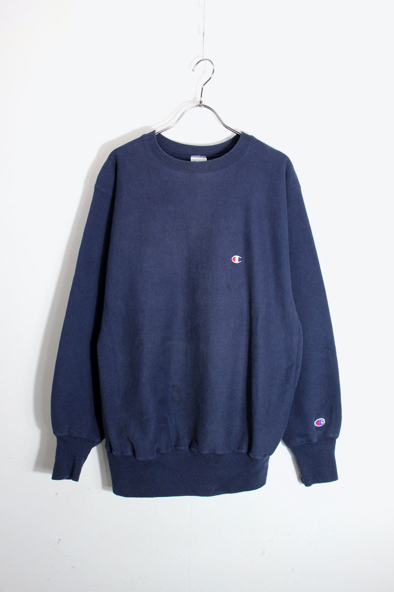 MADE IN USA 90'S REVERSE WEAVE ONE POINT SWEATSHIRT / NAVY [SIZE: XL USED]