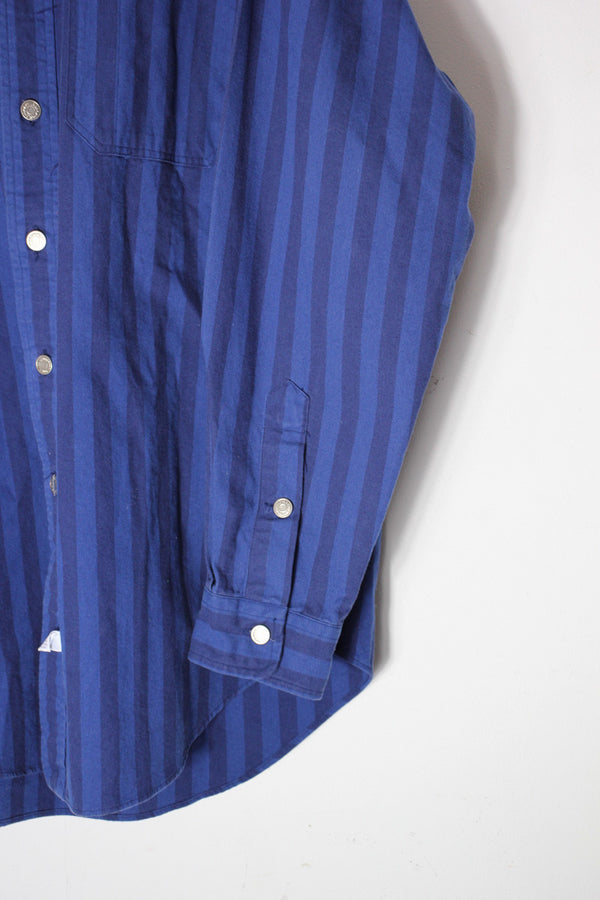 90'S L/S STRIPE SHIRT / NAVY/BLUE [SIZE: M USED]