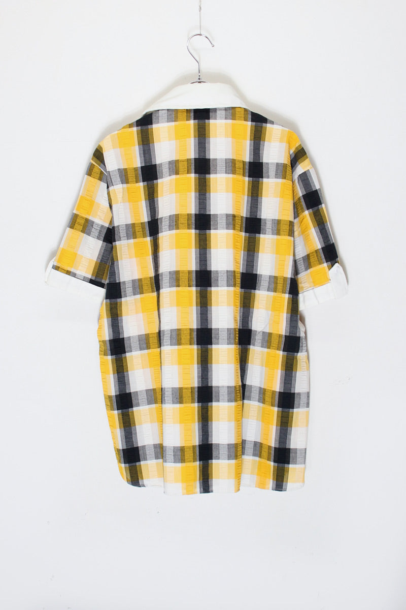 MADE IN USA 70'S CHECK PULLOVER SHIRT / YELLOW/BLACK [SIZE: L USED]