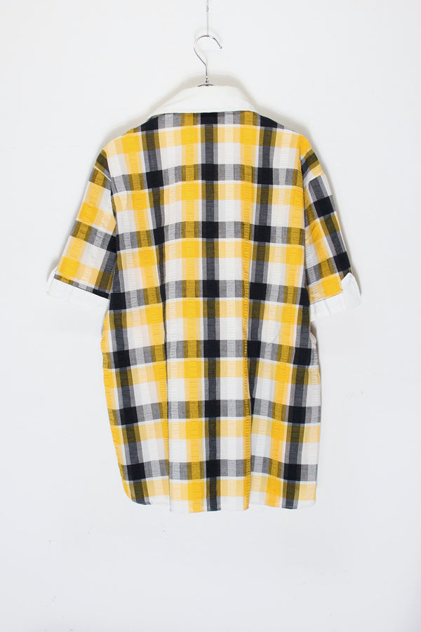 MADE IN USA 70'S CHECK PULLOVER SHIRT / YELLOW/BLACK [SIZE: L USED]