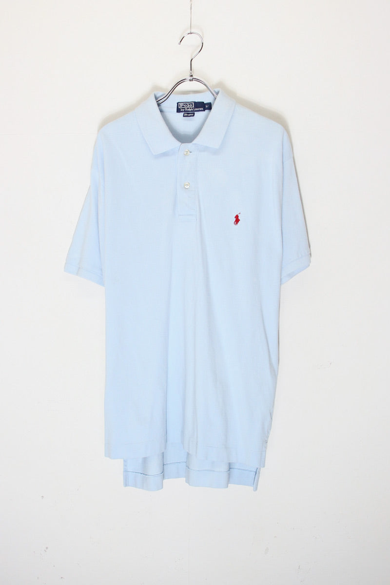 90'S S/S ONE POINT POLO SHIRT / SKY BLUE [SIZE: L USED]