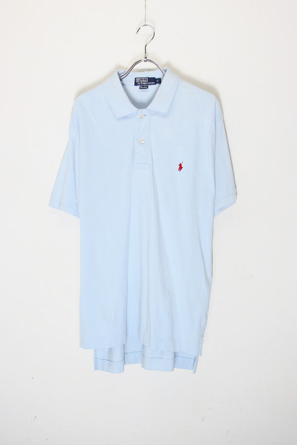 90'S S/S ONE POINT POLO SHIRT / SKY BLUE [SIZE: L USED]