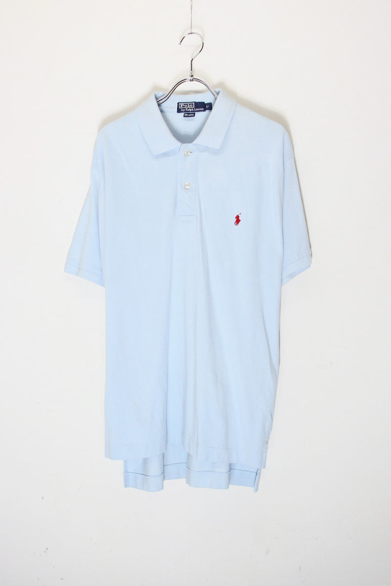 90'S S/S ONE POINT POLO SHIRT / SKY BLUE [SIZE: L USED]