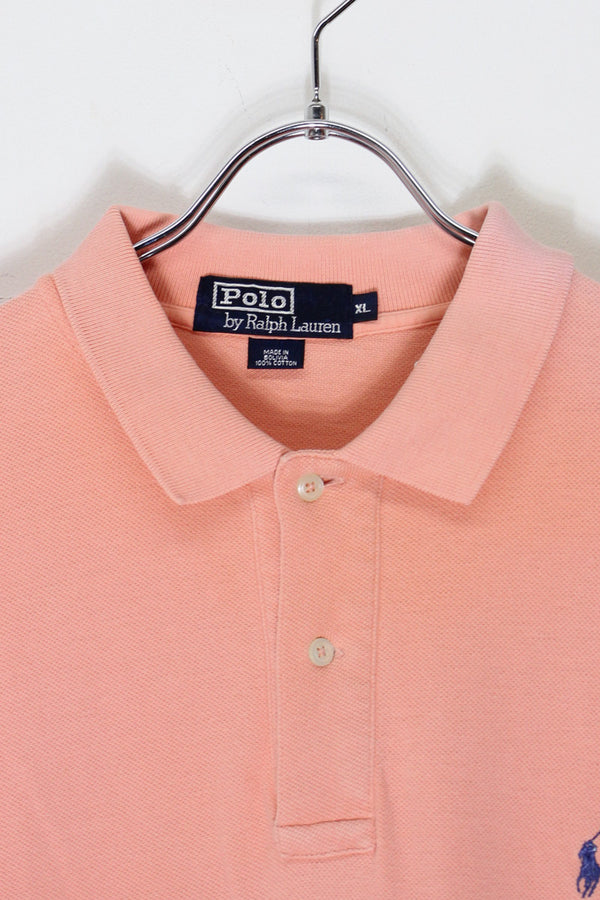 90'S S/S ONE POINT POLO SHIRT / PINK [SIZE: XL USED]