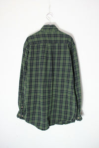 L/S BD FLANNEL CHECK SHIRT / GREEN/BLACK [SIZE: M USED]