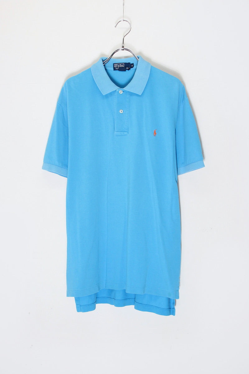 MADE IN USA 90'S S/S ONE POINT POLO SHIRT / TURQUOISE [SIZE: M USED]