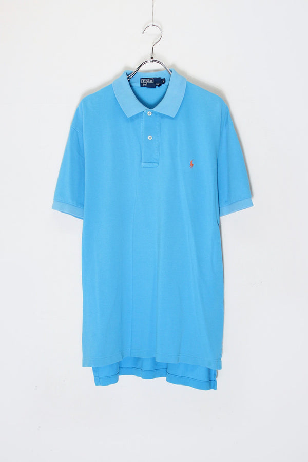 MADE IN USA 90'S S/S ONE POINT POLO SHIRT / TURQUOISE [SIZE: M USED]