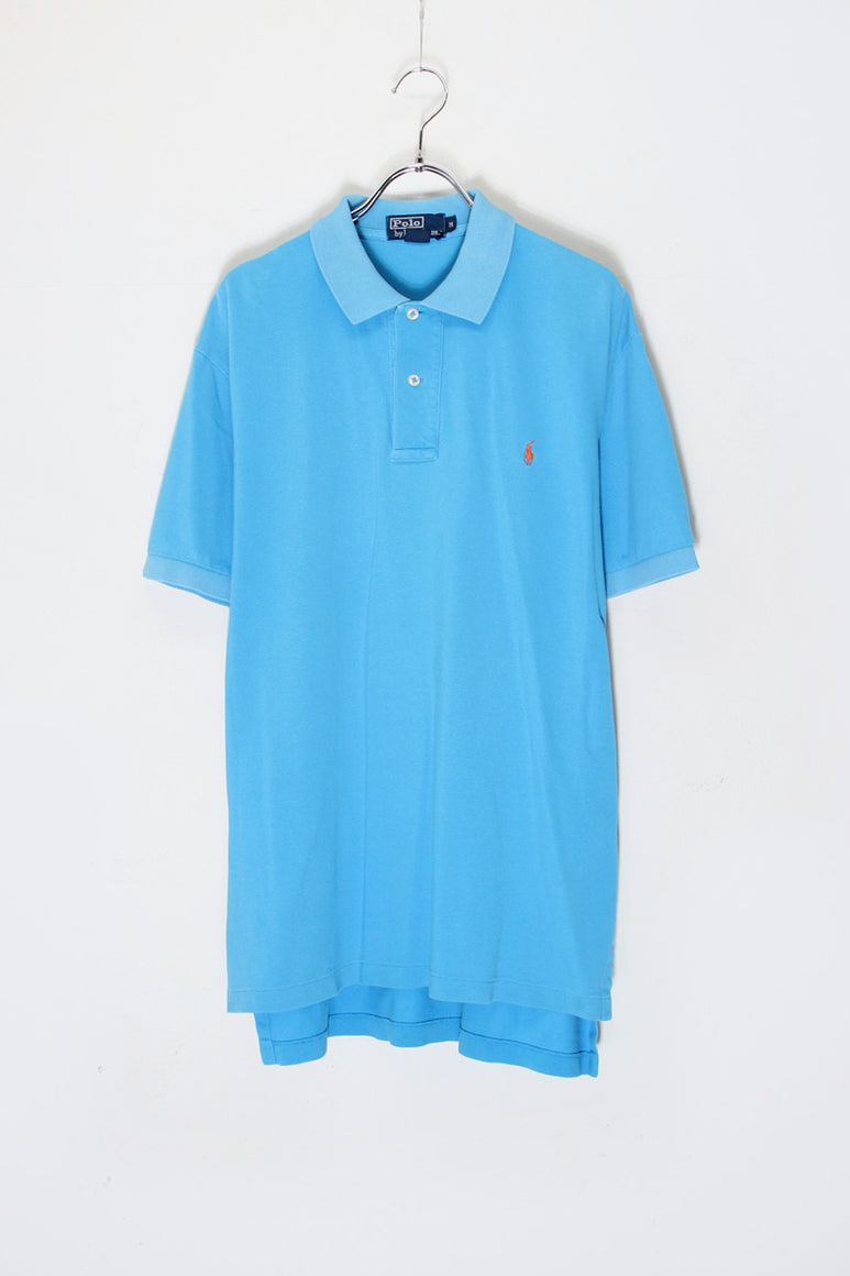 MADE IN USA 90'S S/S ONE POINT POLO SHIRT / TURQUOISE [SIZE: M USED]