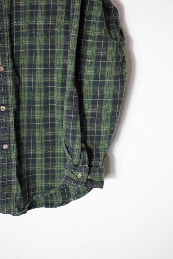 L/S BD FLANNEL CHECK SHIRT / GREEN/BLACK [SIZE: M USED]