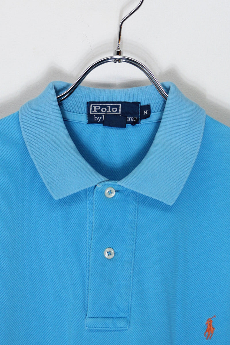 MADE IN USA 90'S S/S ONE POINT POLO SHIRT / TURQUOISE [SIZE: M USED]