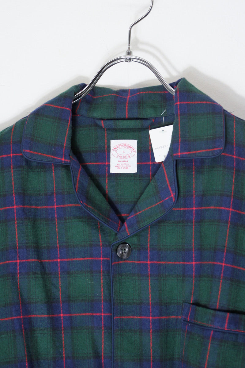 L/S BLACKWATCH PAJAMA FLANNEL SHIRT / GREEN/NAVY [SIZE: L USED]