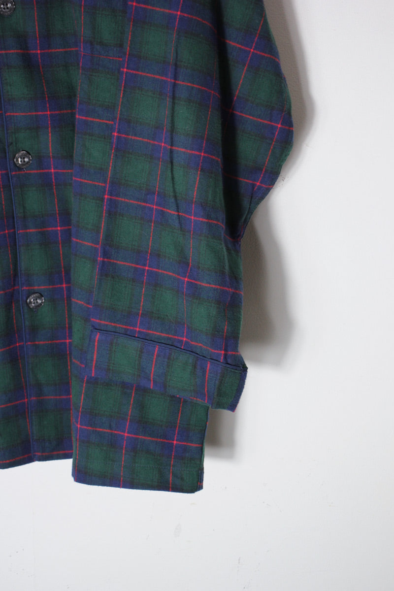 L/S BLACKWATCH PAJAMA FLANNEL SHIRT / GREEN/NAVY [SIZE: L USED]