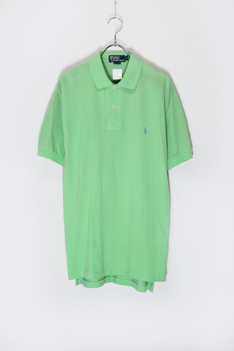 90'S S/S ONE POINT POLO SHIRT / LIGHT GREEN [SIZE: S USED]