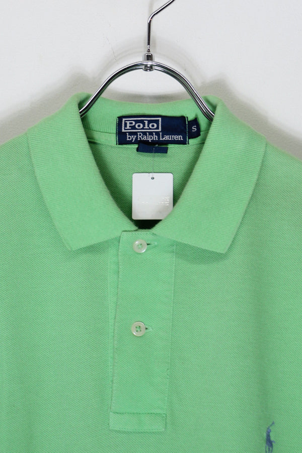 90'S S/S ONE POINT POLO SHIRT / LIGHT GREEN [SIZE: S USED]