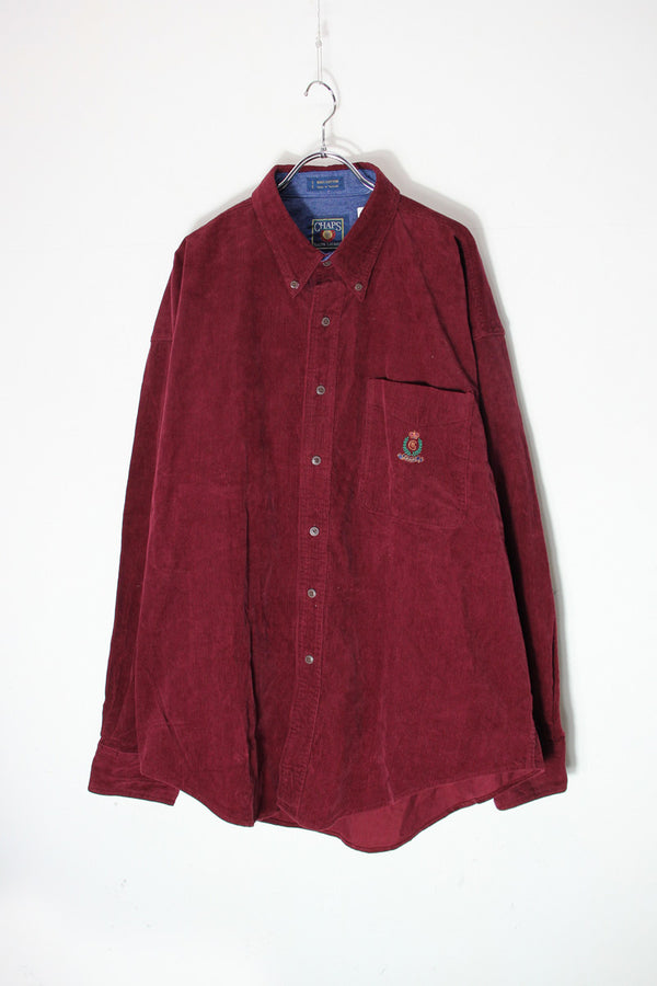 90'S L/S BD CORDUROY SHIRT / WINE RED [SIZE: XL USED]