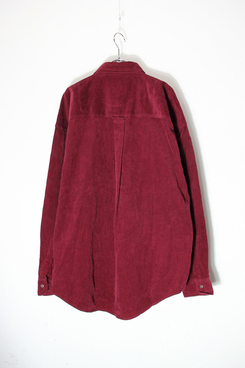 90'S L/S BD CORDUROY SHIRT / WINE RED [SIZE: XL USED]