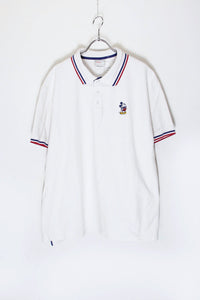 S/S MICKEY EMBROIDERY RIB LINE CHARACTER POLO SHIRT / WHITE [SIZE: XXL USED]