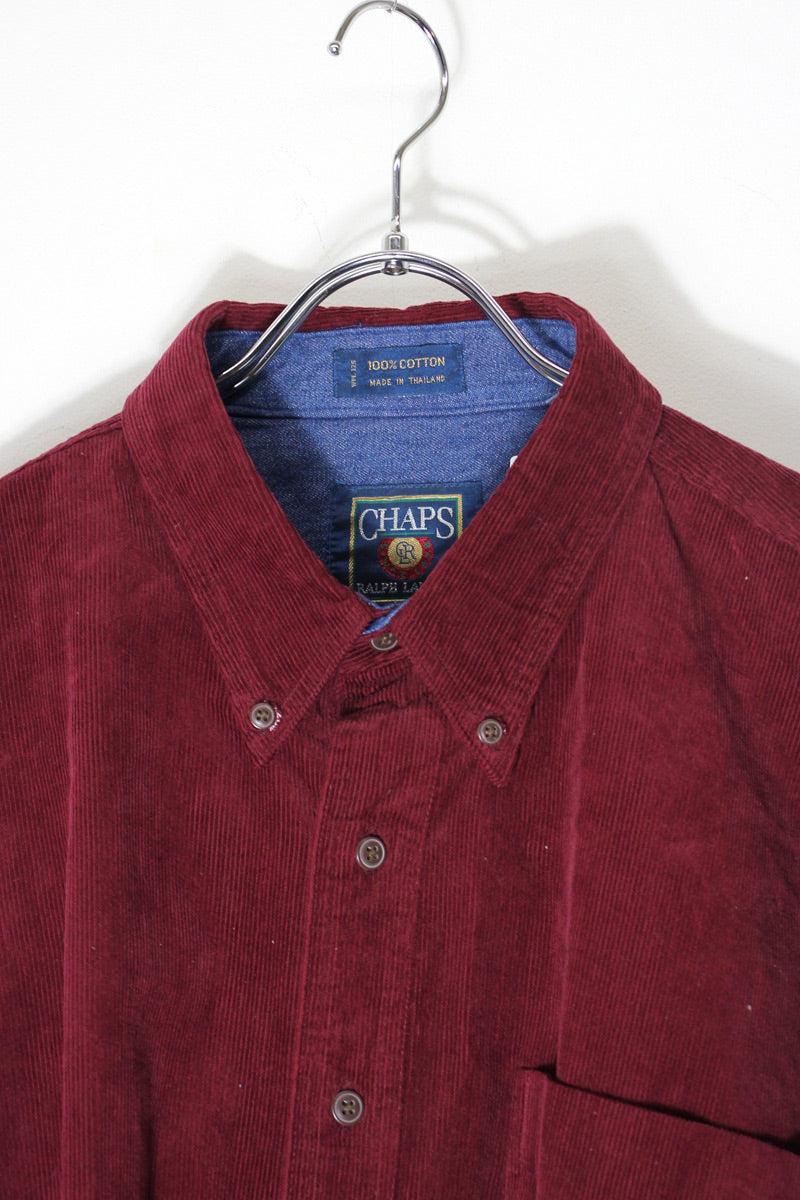 90'S L/S BD CORDUROY SHIRT / WINE RED [SIZE: XL USED]