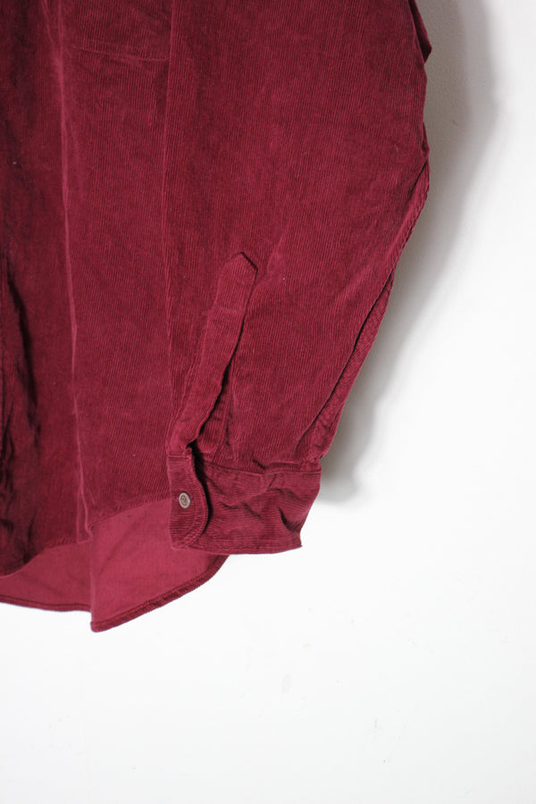 90'S L/S BD CORDUROY SHIRT / WINE RED [SIZE: XL USED]