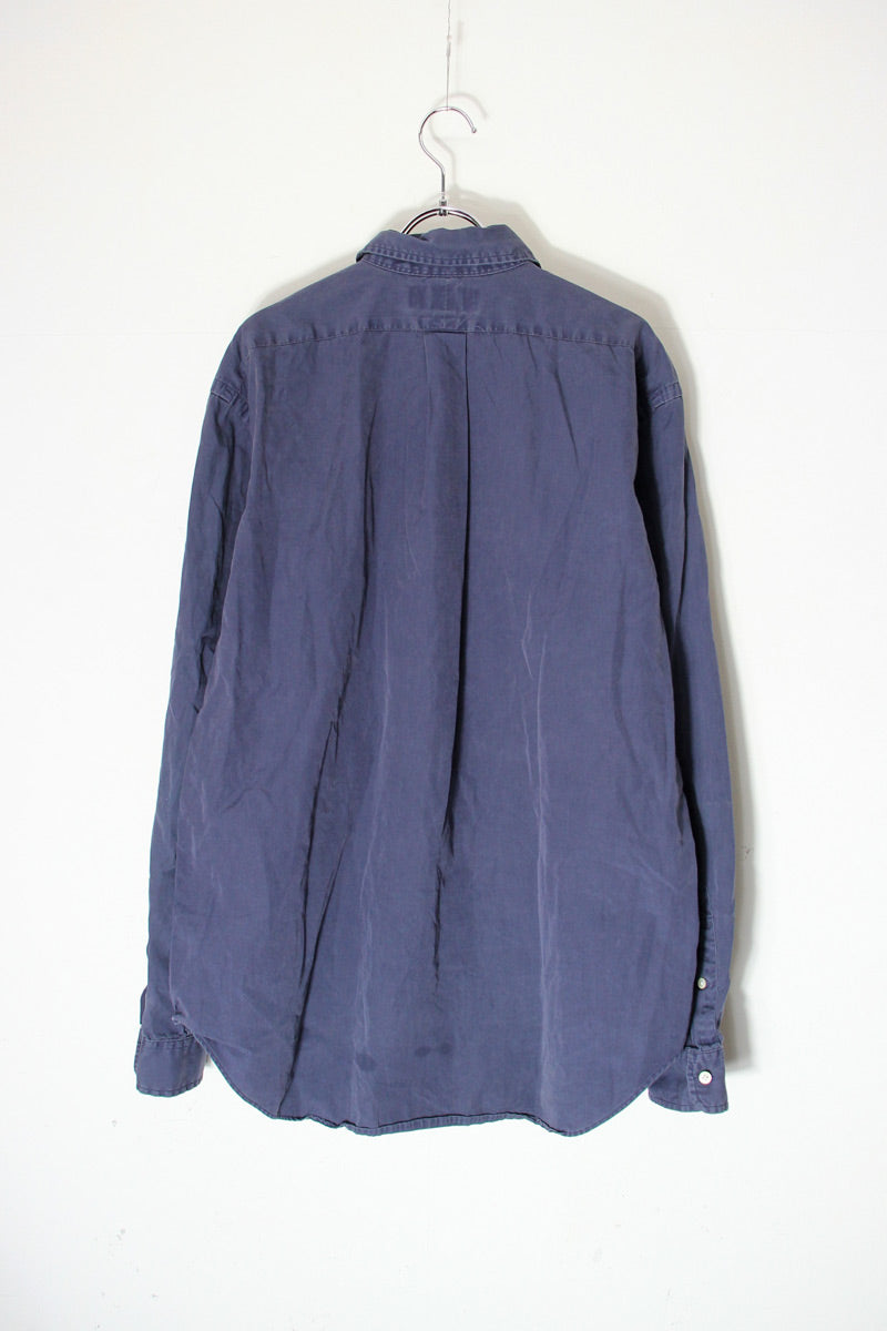 90'S L/S ONE POINT SHIRT / NAVY [SIZE: L USED]