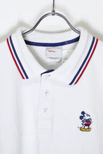 画像をギャラリービューアに読み込む, S/S MICKEY EMBROIDERY RIB LINE CHARACTER POLO SHIRT / WHITE [SIZE: XXL USED]
