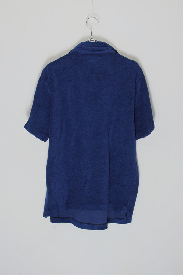 90'S S/S PILE POLO SHIRT / NAVY [SIZE: XL USED]