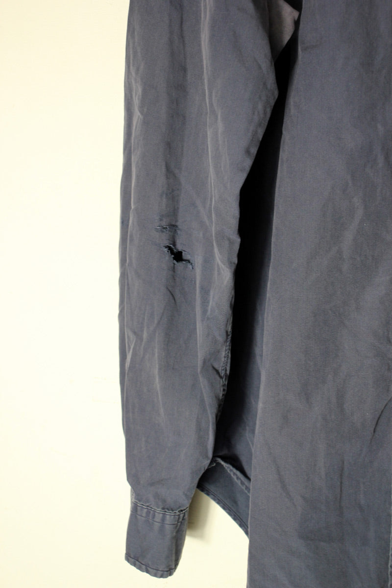 90'S L/S ONE POINT SHIRT / NAVY [SIZE: L USED]